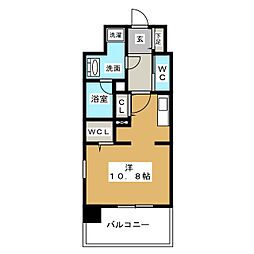メルカーサ泉 ワンルームの間取図画像
