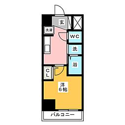 エステムコート名古屋新栄アクシス 1Kの間取図画像