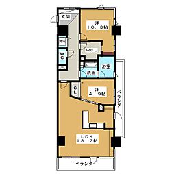 アーレックス丸の内 2LDKの間取図画像