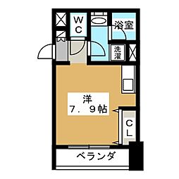 レジディア高岳 ワンルームの間取図画像