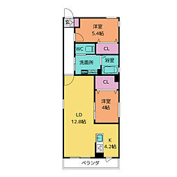 CELENEST高岳 2LDKの間取図画像