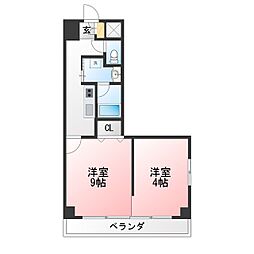 BSRESIDENCESAKAE 1Kの間取図画像
