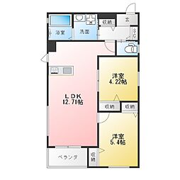 名古屋市中区新栄1丁目アパート 2LDKの間取図画像