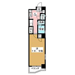プレステージ西大須 1Kの間取図画像