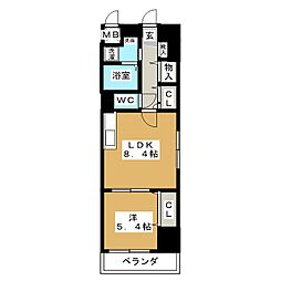 クレール高岳 1LDKの間取図画像