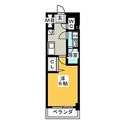 ディアレイシャス泉 1Kの間取図画像