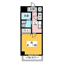 P-SQUAREShumoku3 1Kの間取図画像