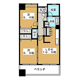 アーレックス丸の内 2LDKの間取図画像