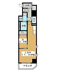 プリフェラブル栄 1LDKの間取図画像
