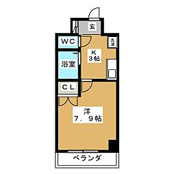 プロビデンス泉 1Kの間取図画像