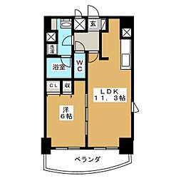 プレサンス泉シティアーク 1LDKの間取図画像