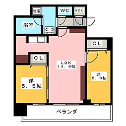 ルシェット白川公園 2LDKの間取図画像