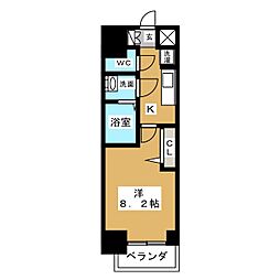 プレサンス広小路通パルス 1Kの間取図画像