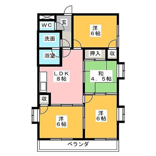 サンモールII ｜愛知県名古屋市中川区東起町３丁目(賃貸マンション4LDK・3階・62.37㎡)の写真 その2