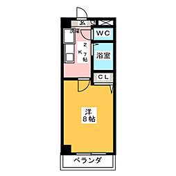 ヤマトマンション中島新町 5階1Kの間取り