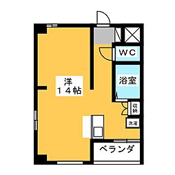 シャルムジャルダン ワンルームの間取図画像