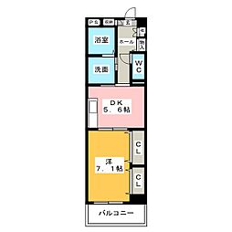 クリエイトハウス荒子 1DKの間取図画像