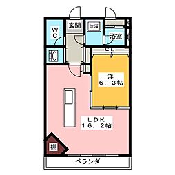 コーポニュー中川 1LDKの間取図画像