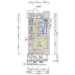 プレサンス高畑ルミア 1Kの間取図画像