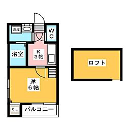 ペリエ 1Kの間取図画像