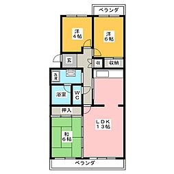 アーバンドエル高畑公園 3LDKの間取図画像
