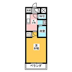 エスポワール 1Kの間取図画像