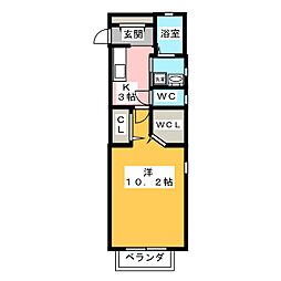 コンフォール2 1Kの間取図画像