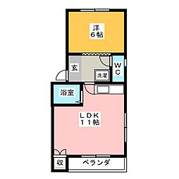 浅井コーポ 1LDKの間取図画像