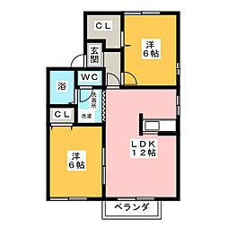 アーバンKAZUA 2LDKの間取図画像