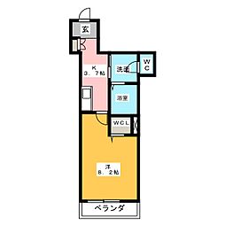 Lugano 1Kの間取図画像