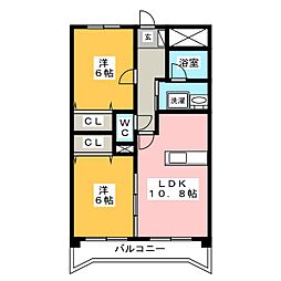 上高畑コーポ丸万 2LDKの間取図画像