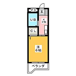 サニーハウス・三ッ屋 1Kの間取図画像