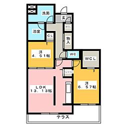 ガーデンテラス 2LDKの間取図画像