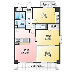 コンフォート中島 3LDKの間取図画像