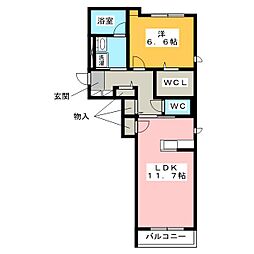 シャーメゾングラシア 1LDKの間取図画像