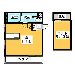 VillaLina ワンルームの間取図画像