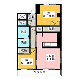 グランセル 2LDKの間取図画像