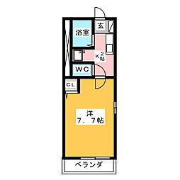 エンゼル・ハウス 1Kの間取図画像