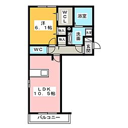 セジュールクレア 1LDKの間取図画像