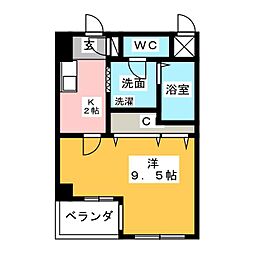 昴アネックス 1Kの間取図画像