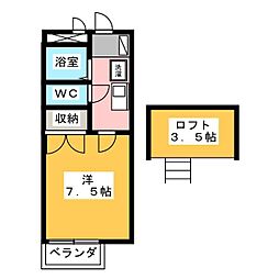 ブランドールJ 1Kの間取図画像