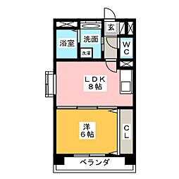 ミリオネア 1LDKの間取図画像