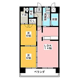 サンパティーク高畑 2SLDKの間取図画像