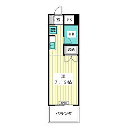 アイルモネ山手 4階ワンルームの間取り