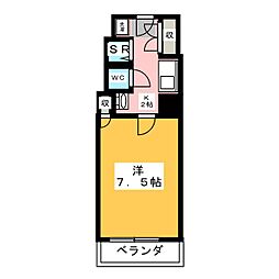 カーサノア八事第12高峰ビル 1Kの間取図画像