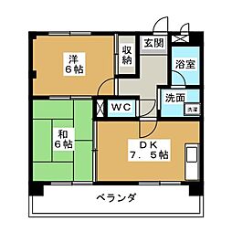 ワカバビル 1LDKの間取図画像