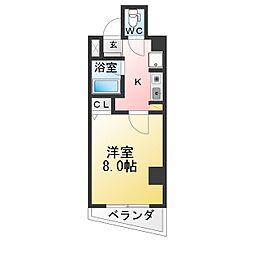 キャラ八事 1Kの間取図画像