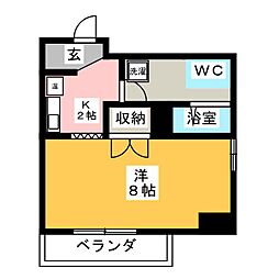 サクマビル 1Kの間取図画像