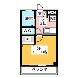 アーバンハイツ八事 1Kの間取図画像