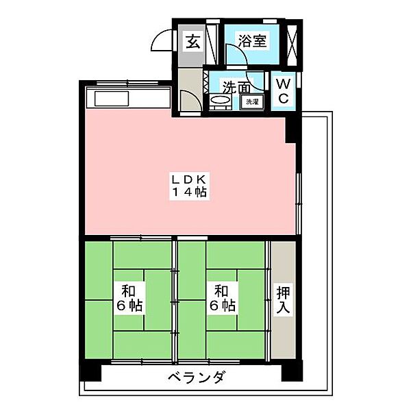 ヴィラ滝川 ｜愛知県名古屋市昭和区滝川町(賃貸マンション2LDK・4階・58.00㎡)の写真 その2